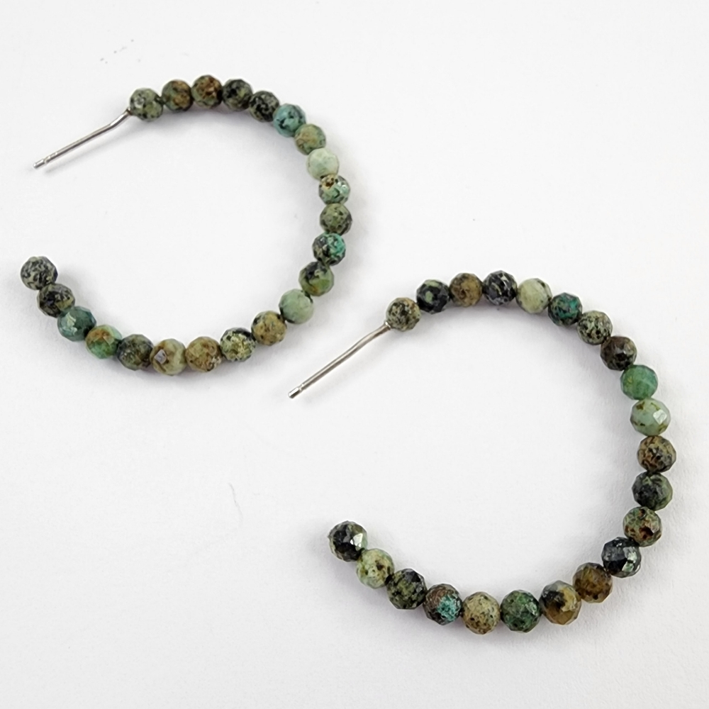 Genuine jasper hoop earrings - sterling silver - artisan hoops - green jasper - Picture 14 of 15